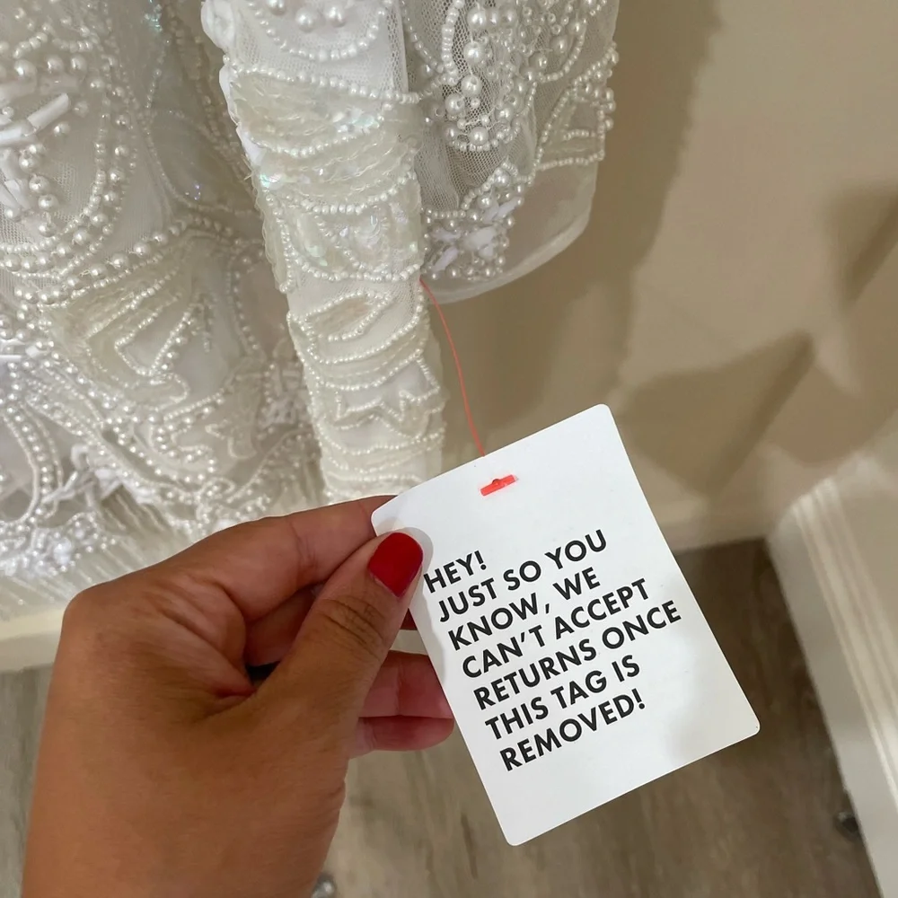 NWT ASOS Edition White Beaded Mesh Fringe Mini Dress Plus Bridal Wedding - Picture 11 of 15